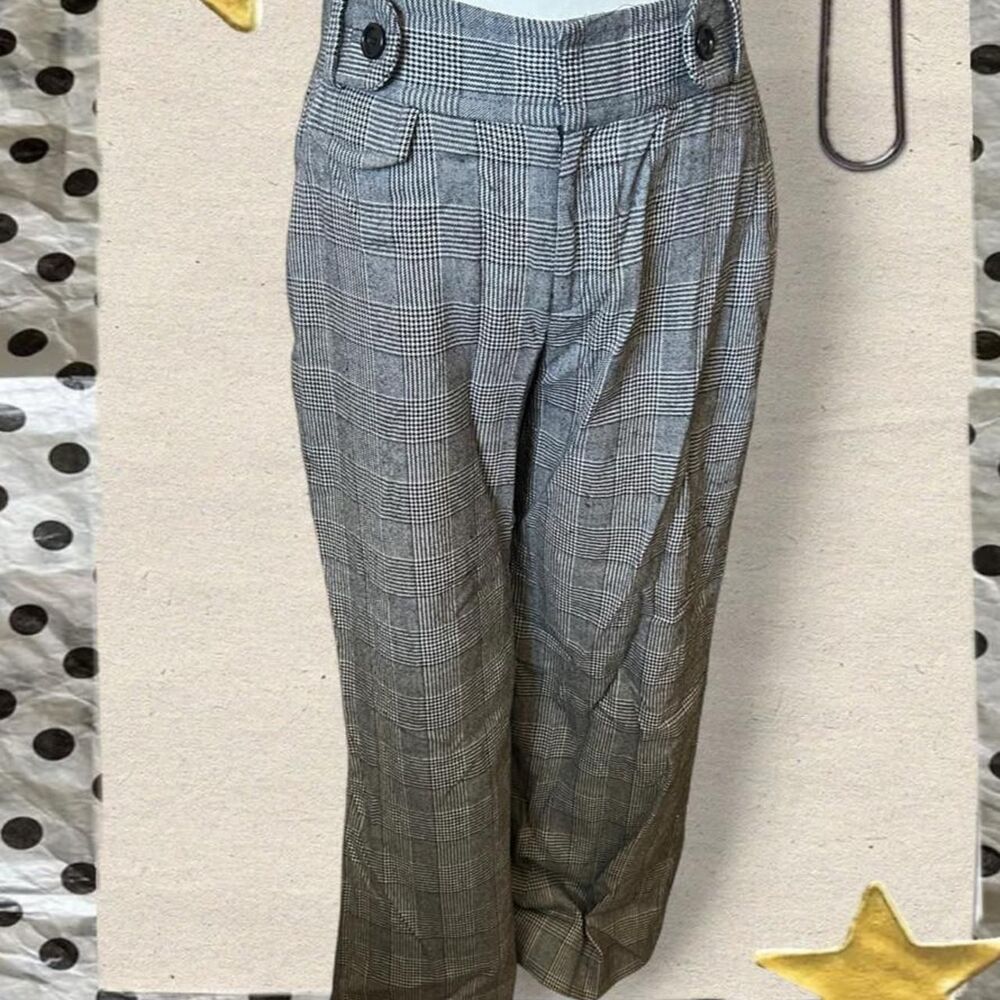 Plaid wool wide leg trouser pants